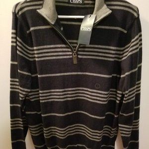 Ralph Lauren Chaps men's quarter zip sweater, NWT, adult small, navy stripe